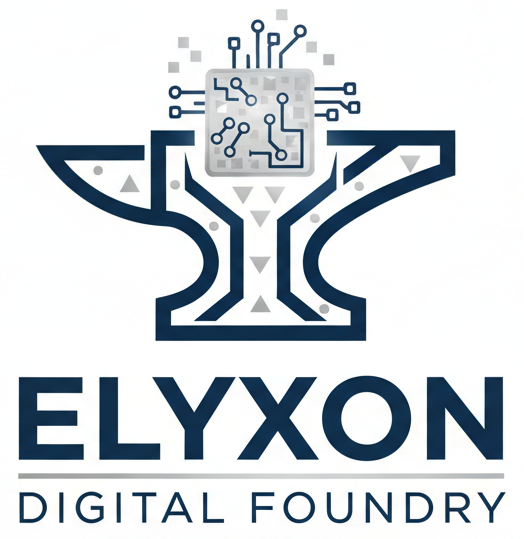 Create a unique logo, white background for Elyxon Digital Foundry
